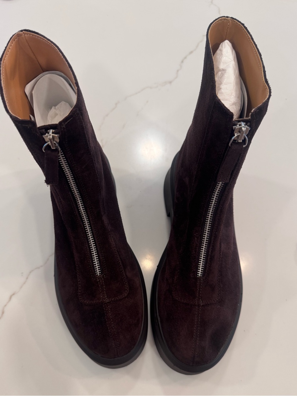 NWOB Steve Madden Brown Suede Jones Front Zip Platform Combat Lug Boots 10